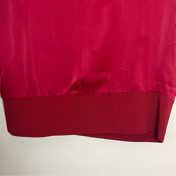 Adolfo Dominguez Red Satin Short Sleeve Top Size 4 Quiet Luxury Contemporary - Picture 5 of 11